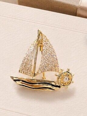 🌺Sailboat Nautical Rhinestone Brooch Maritime Brooch Nautical Accessories Gifts